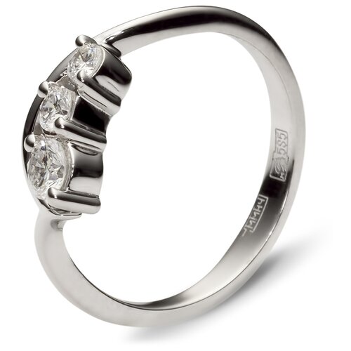 фото Эстет кольцо с 3 бриллиантами из белого золота 01к623665, размер 17