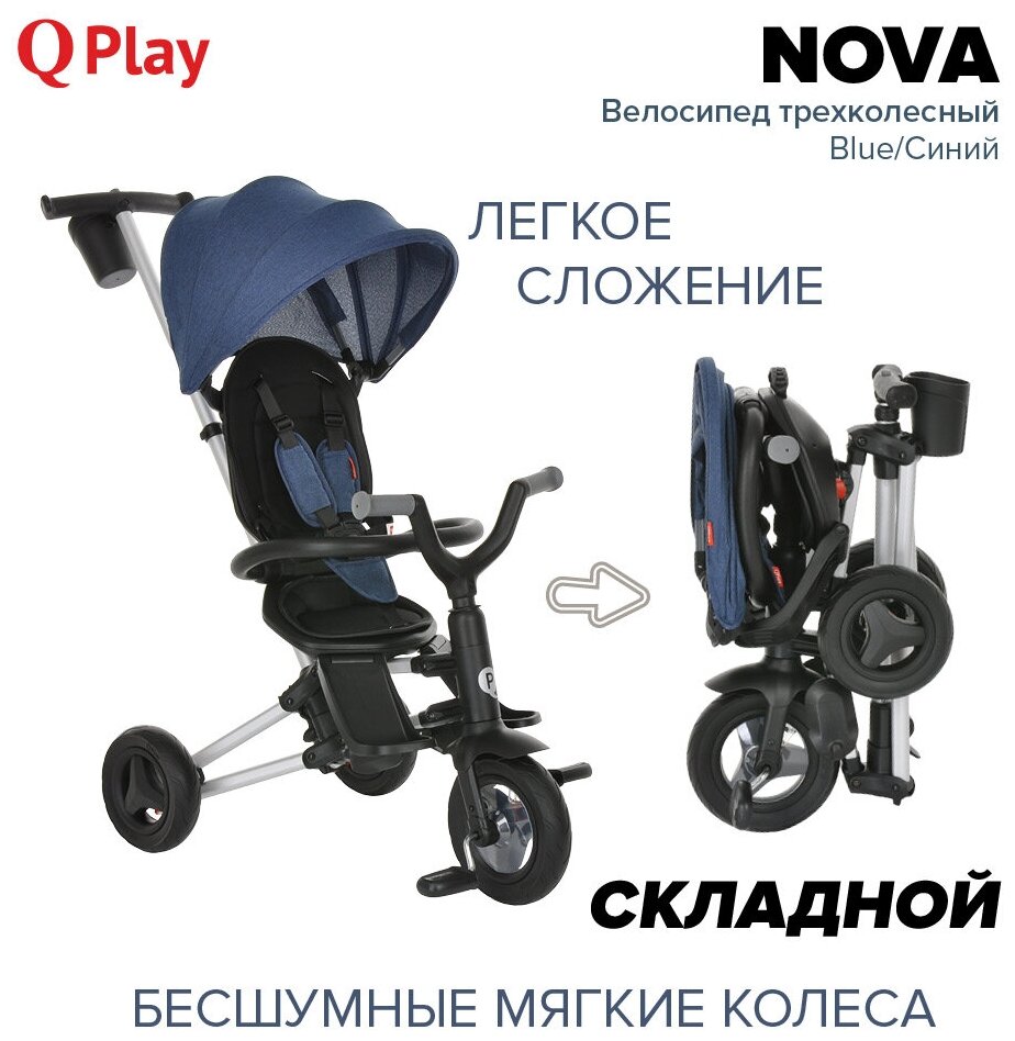 Велосипед трехколесный QPlay NOVA Blue синий