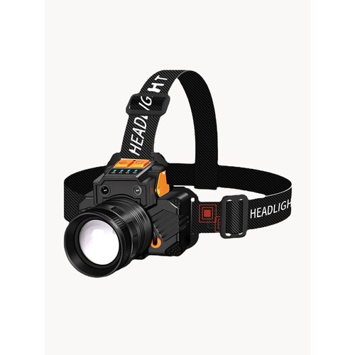 Мощный налобный фонарь Power Bank с ярким светом и углом наклона белый свет