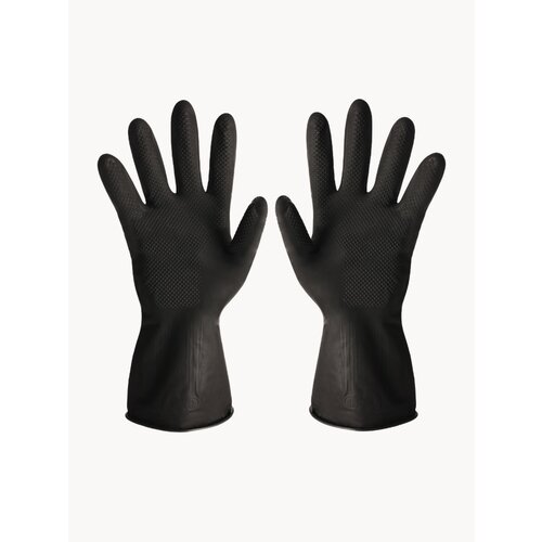 Набор 2 пары перчатки для уборки супер прочные резиновые латексные XL большие чёрные сверхпрочные плотные усиленные 600₽