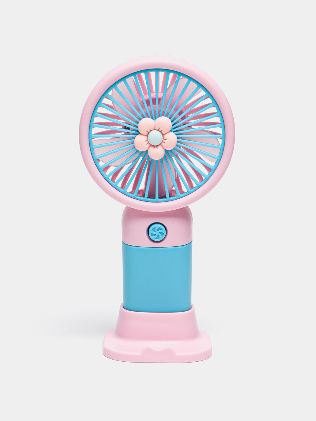 Портативный мини вентилятор, ручной, USB, Голубой, с подставкой — фото 1