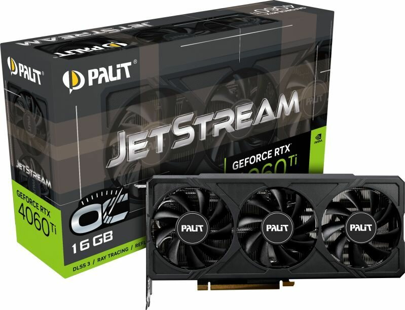 Видеокарта Palit RTX4060Ti JETSTREAM OC 16ГБ, RET (ne6406tu19t1-1061j)
