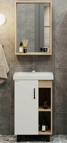 Изображение товара Мебель для ванной Onika Тимбер 50 L белая матовая/дуб сонома