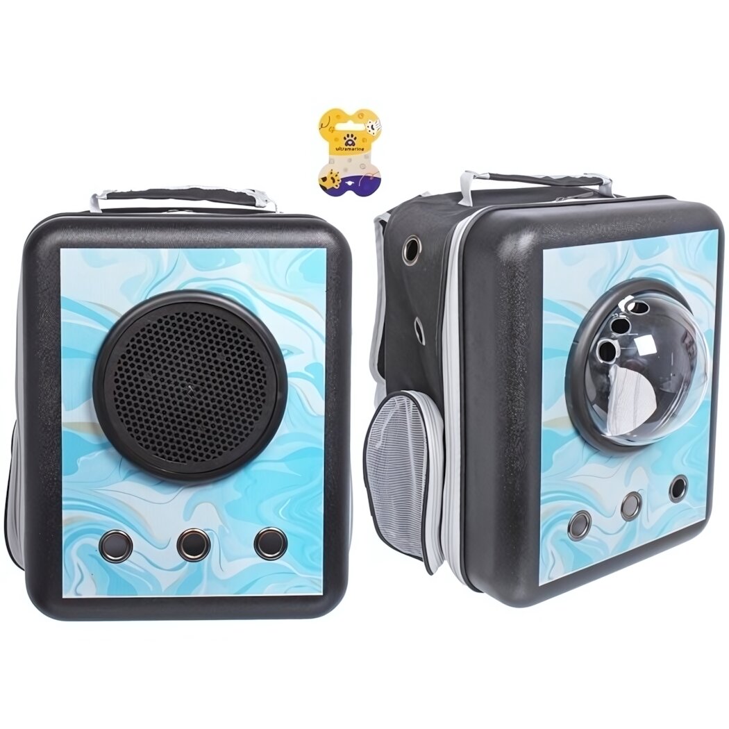 Рюкзак - переноска для животных «стильный БРО», цвет голубой, 32*17*42/до 13кг (Пакет и Лейбл)