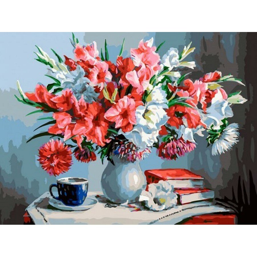 Гладиолусы живопись на холсте 30*40см