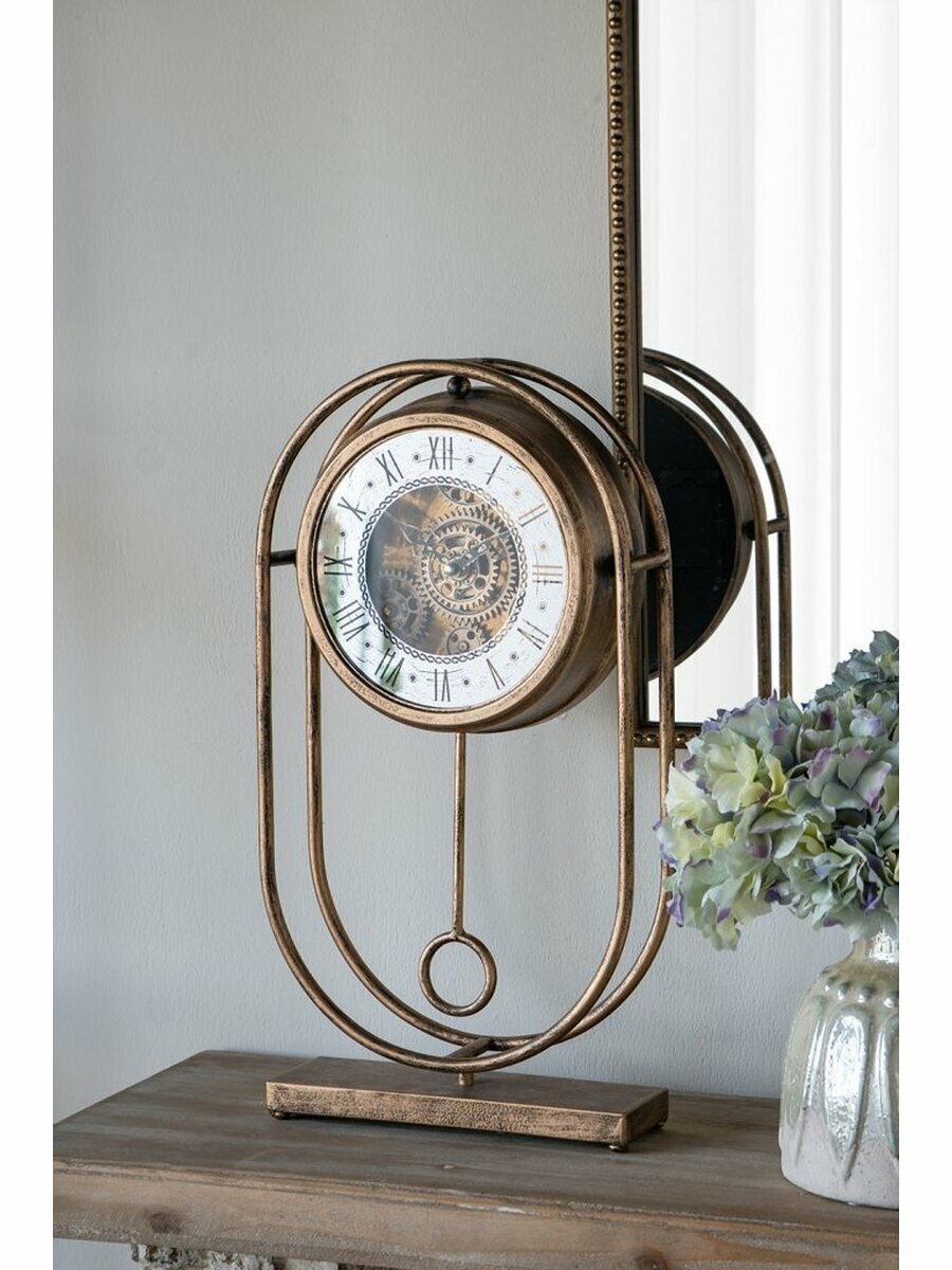 86842 Часы настольные 27х8х51см, Металл, стекло, пластик, золотистый, Glasar