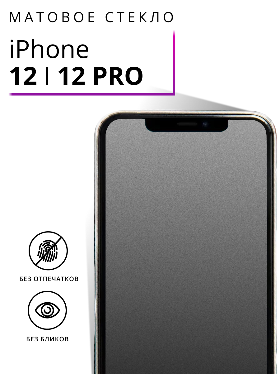 Матовое защитное стекло на iPhone 12, 12 Pro, противоударное антибликовое