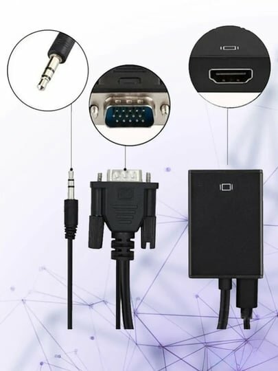 Кабель переходник адаптер с аудио для ПК VGA на HDMI — фото 1