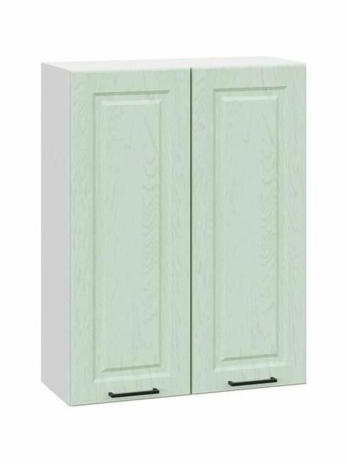Кухонный модуль навесной шкаф Шервуд с доводчиками с полками 70х29.6х91 см Белый / Шато мята