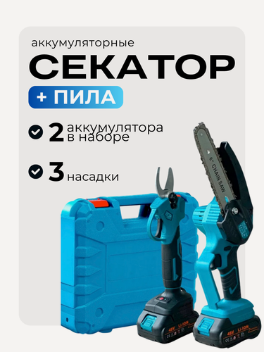 Изображение товара Набор аккумуляторный мини пила и бесщеточный секатор с 2 аккумуляторами