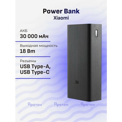 Портативный аккумулятор Xiaomi 18W Power Bank 30000 мАч BHR9126GL 3219₽