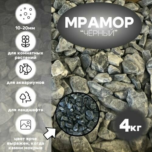 Камни для декора цветов сада клумб участка ландшафта Черные 10-20мм 1550₽