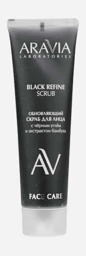 Изображение товара ARAVIA LABORATORIES Скраб для лица Black Refine Scrub обновляющий с черным углем и экстрактом бамбука, 100 мл