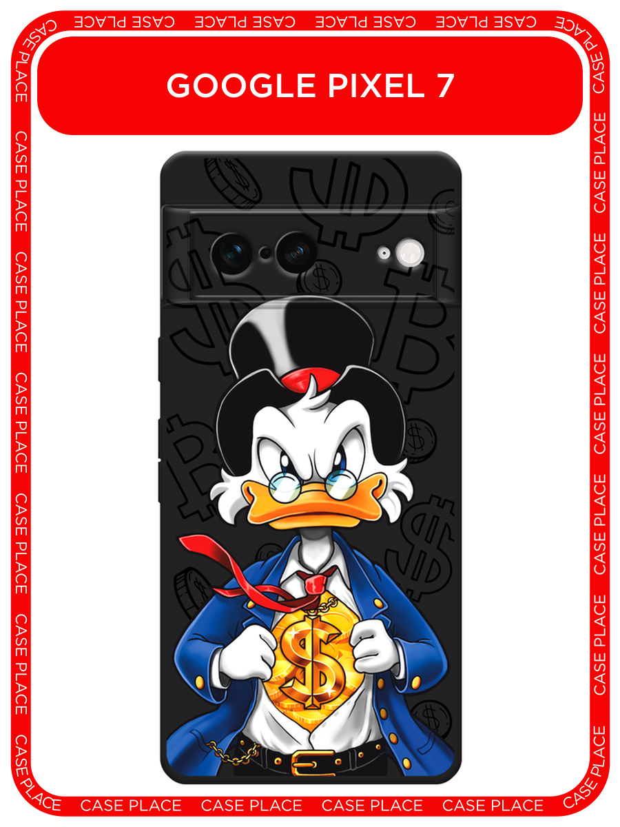 Черный матовый чехол на Google Pixel 7 / Гугл Пиксель 7 с принтом Scrooge Supergold