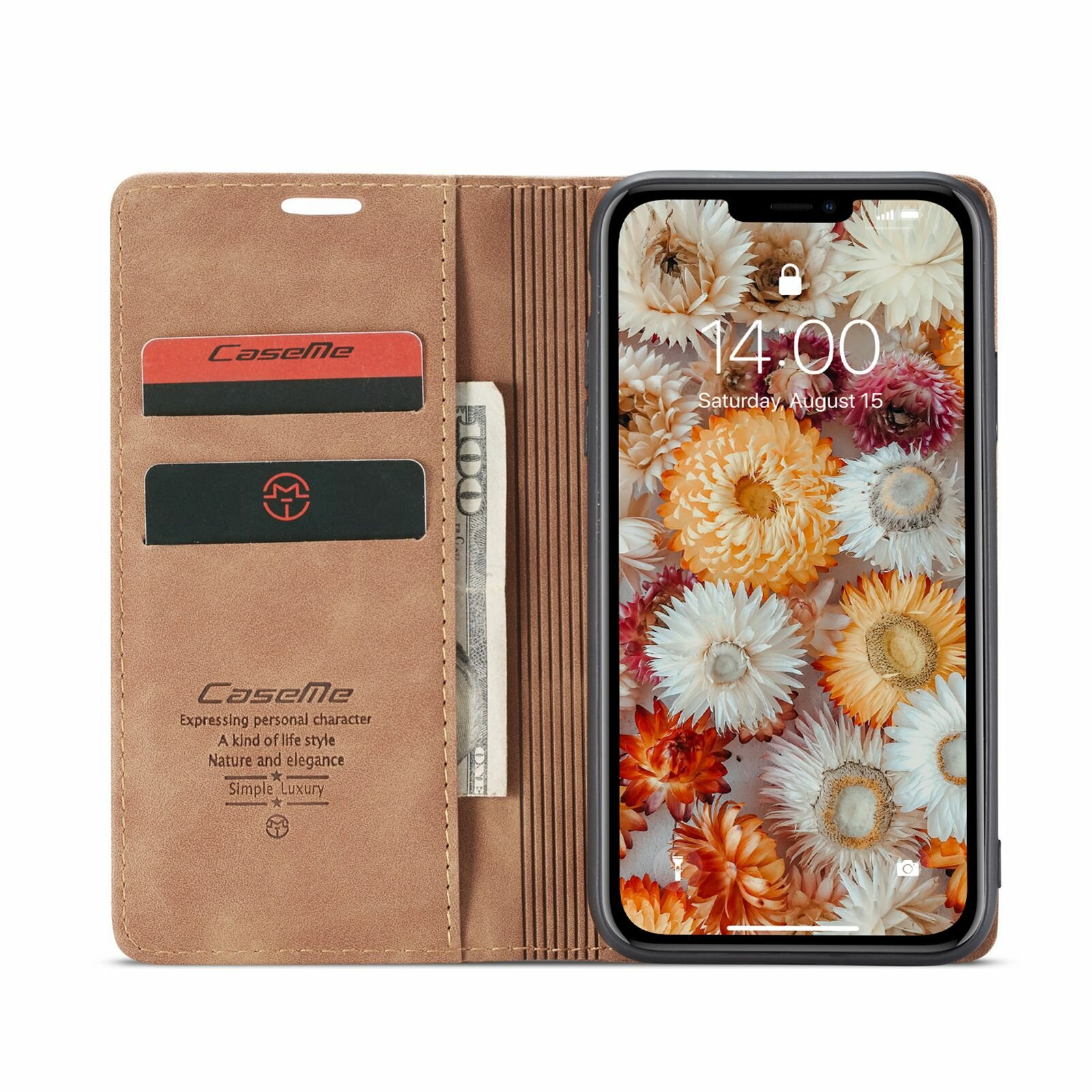 Чехол-книжка CaseMe Matte iPhone 11 светло-коричневый