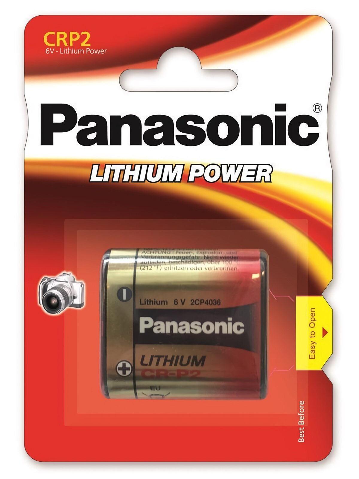 Батарейка Panasonic Lithium Power CRP2 BL1, CR-P2L/1B (литиевая, напряжение: 6 В, емкость: 1400 мАч)