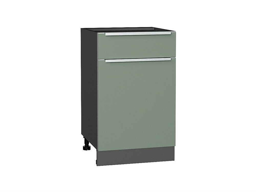 VVT Шкаф нижний с 1-ой дверцей и ящиком Фьюжн Graphite, Silky Mint, 500 В*Ш*Г 816*500*480, фасад МДФ Silky Mint, корпус Graphite Silky Mint