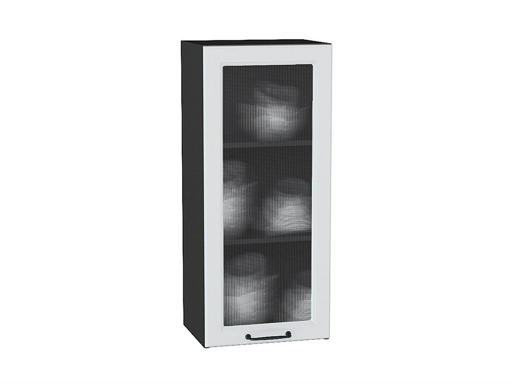 VVT Шкаф верхний с 1-ой остекленной дверцей Ницца Graphite, Blanco, 920, 400, Кризет В*Ш*Г 920*400*318, фасад МДФ/Стекло Blanco, корпус Graphite Blanco