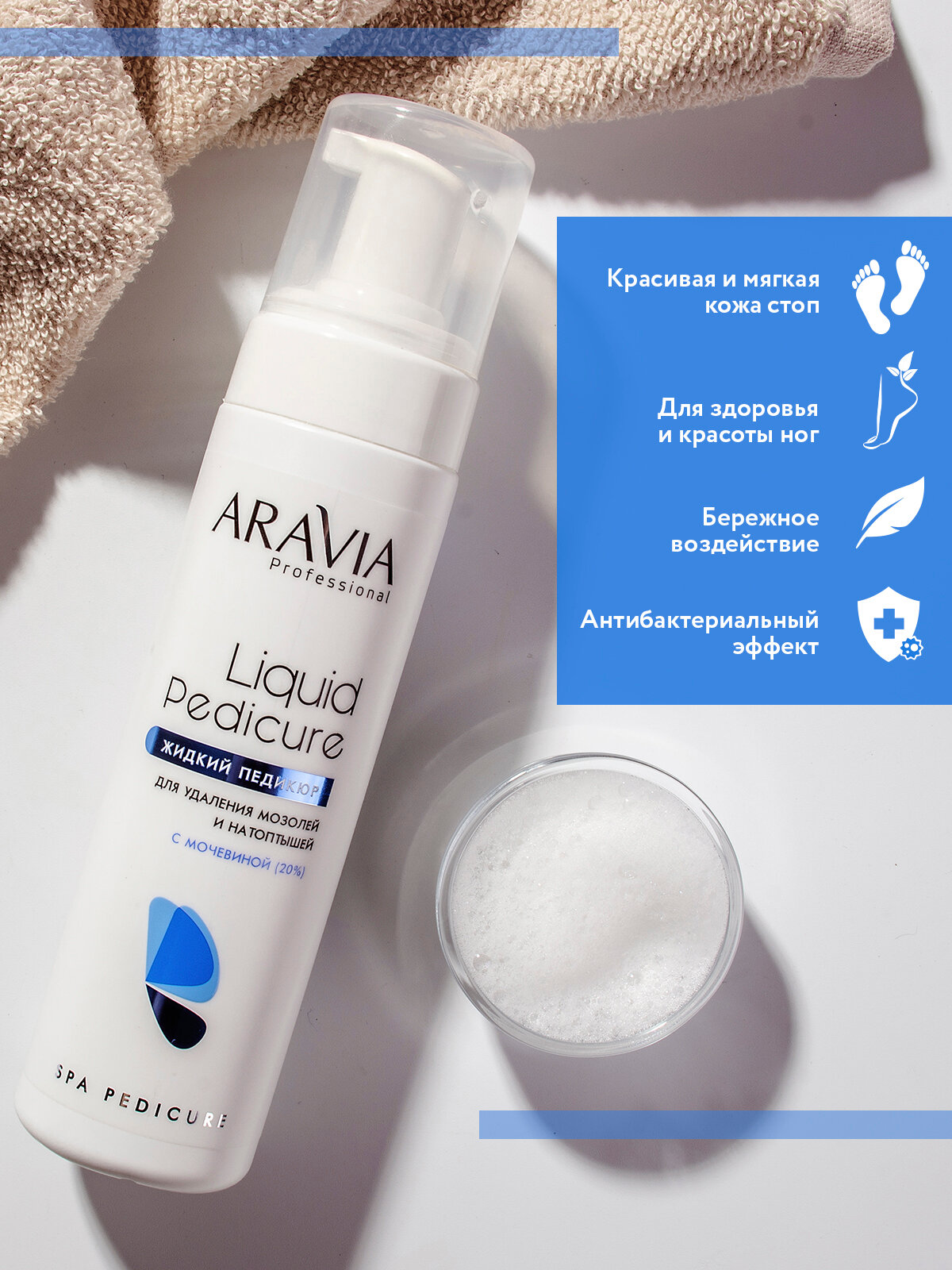 Картинки ARAVIA Пенка-размягчитель для удаления мозолей и натоптышей с мочевиной (20%) Liquid Pedicure, 200 мл