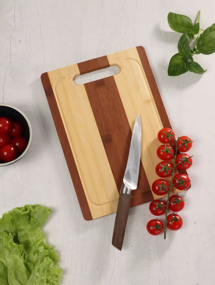 Разделочная доска SATOSHI Kitchenware, бамбук, с ручкой, 28x20х1 см