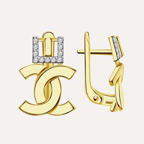 Изображение товара Серьги, желтое золото, 585 проба, фианит