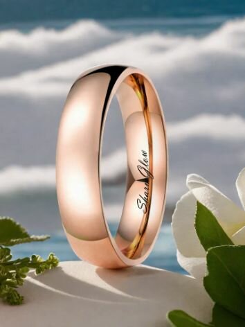 Кольцо обручальное SharmGlow, размер 19.5, ширина 5 мм, розовое золото — фото 1