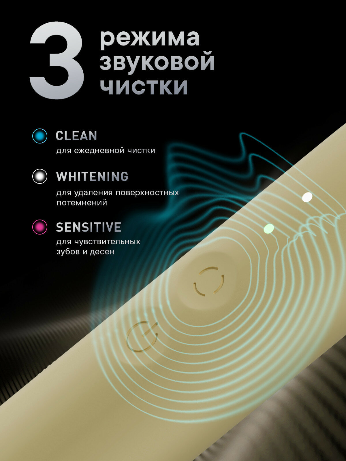 Электрическая звуковая зубная щетка со сменными насадками SPLAT Sense&Power, бежевая — фото 1