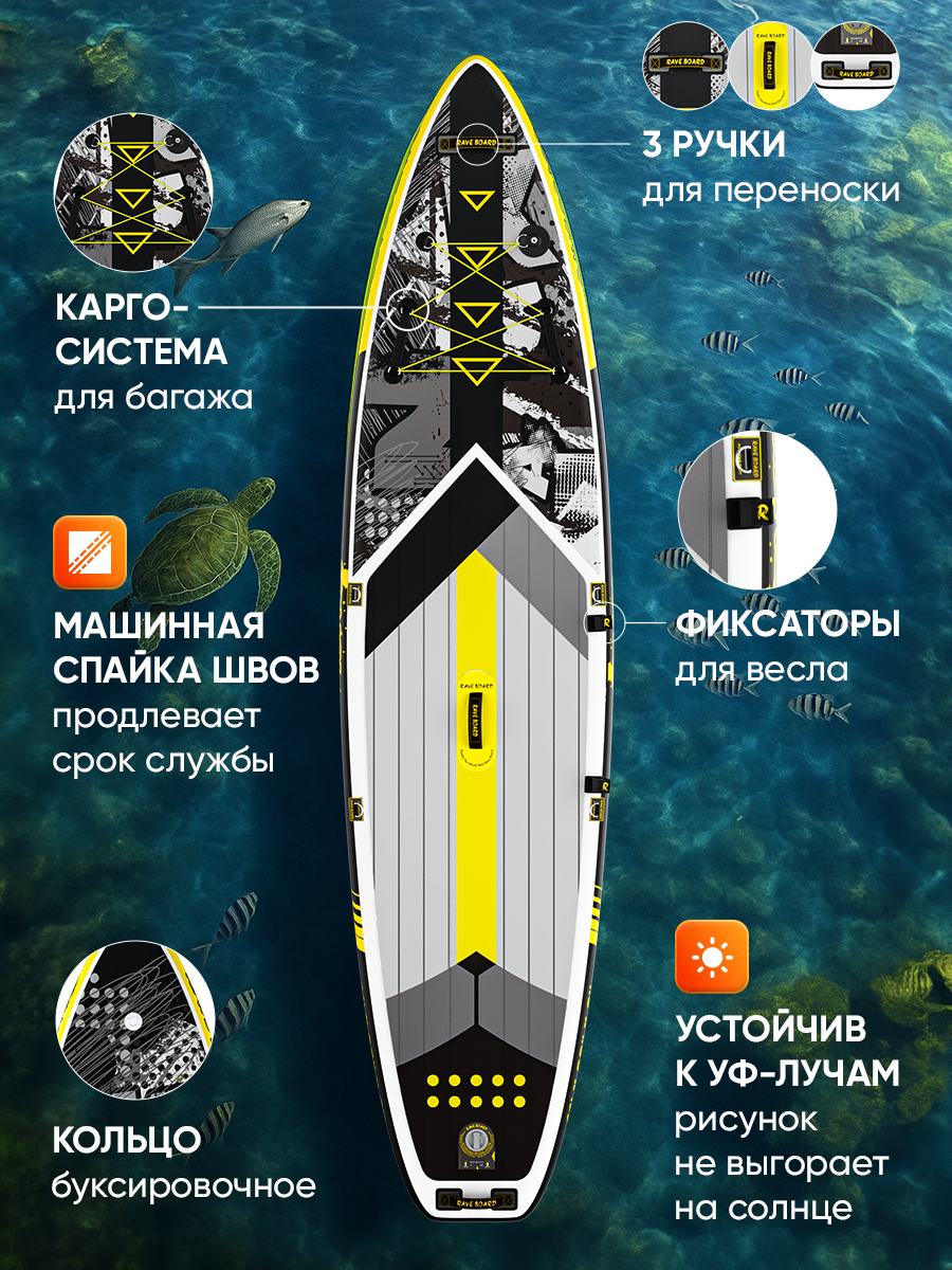 SUP board Rave Splash 001A 11'0 / Надувной прогулочный / Сап доска для серфинга 335*83*15 Rave Board — фото 1
