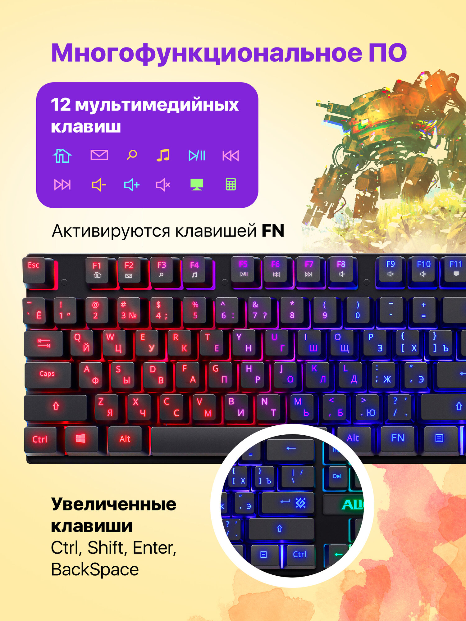 Клавиатура и мышь+коврик игровой набор для пк Defender Alion — фото 1