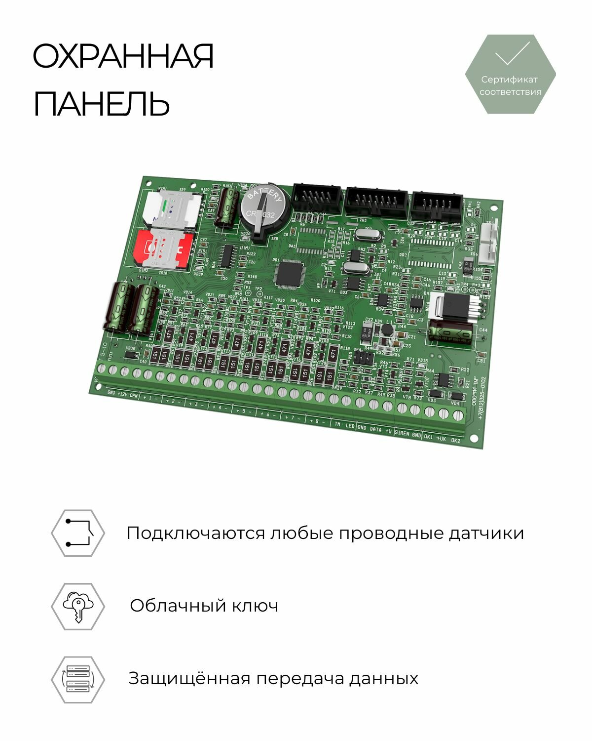Контакт GSM-5-2 (без голоса) с контролем АКБ контрольная панель Ritm
