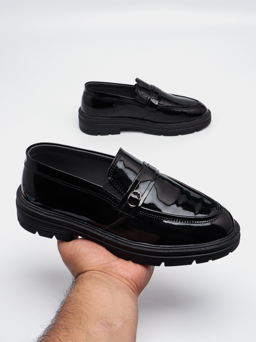 Мокасины  1, размер 42, черный лак — фото 1