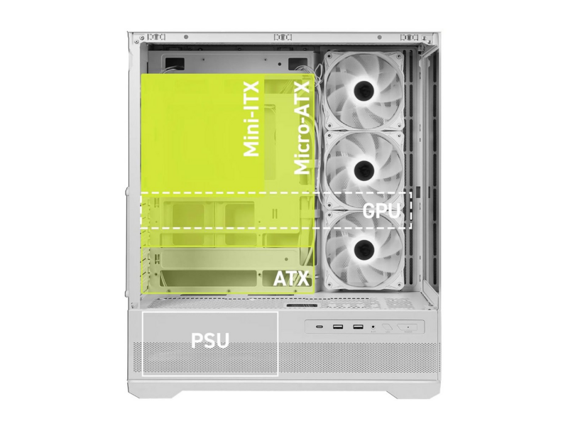 Корпус MAG Pano 110R PZ белый без бп ATX 6x120mm 4x140mm 2xUSB3.0 audio AirDuct bott PSU — фото 1