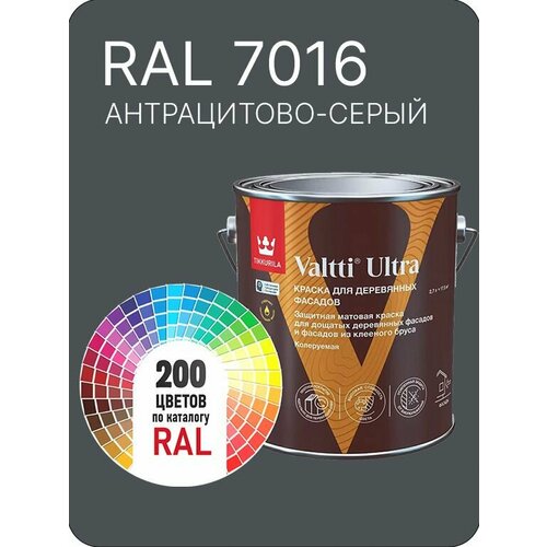 фото Краска для деревянных фасадов tikkurila valtti ultra цвет антрацитово серый ral 7016 2.7 л.