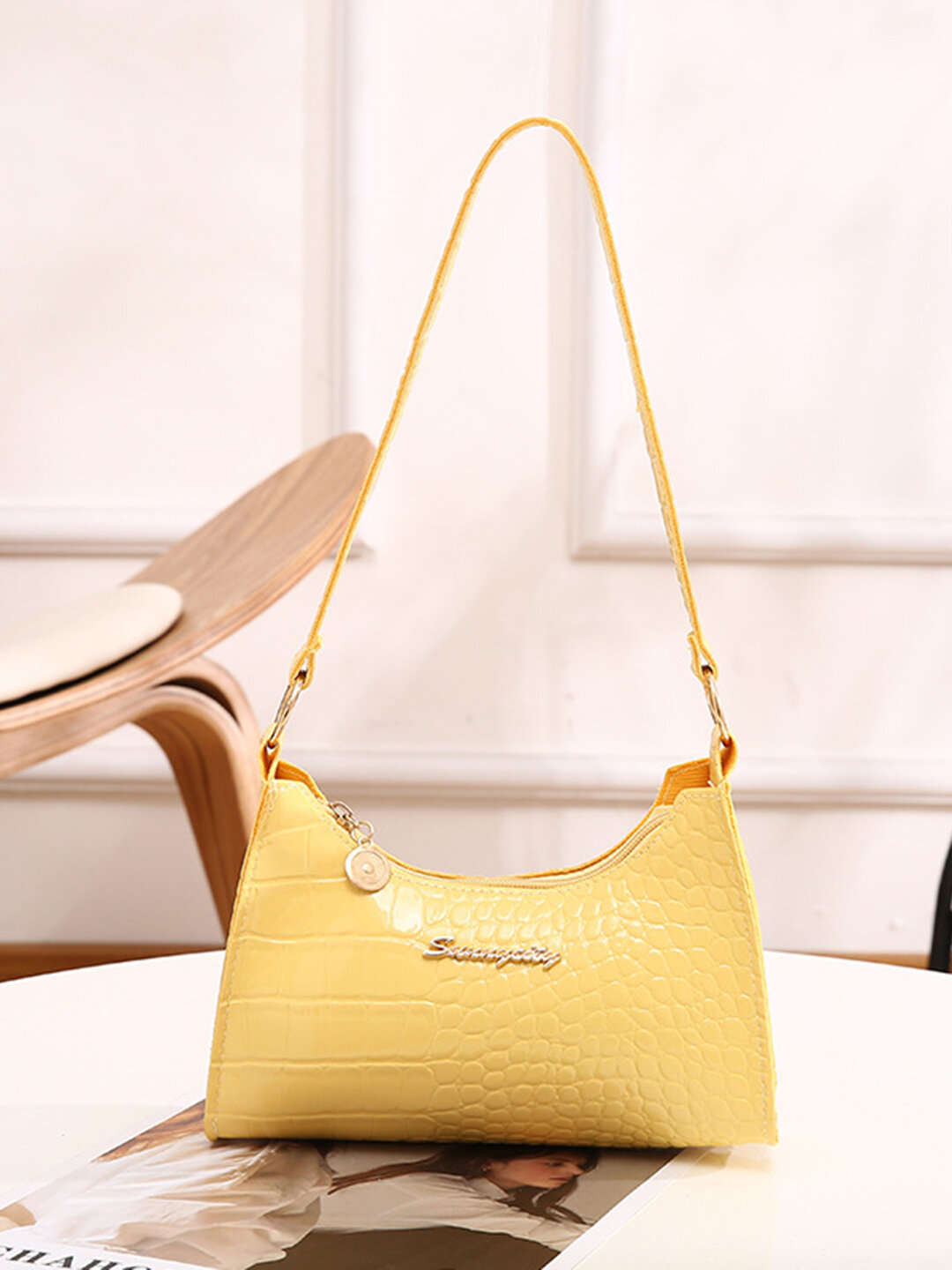 Сумка  Simplicity Croco Glossy, желтый
