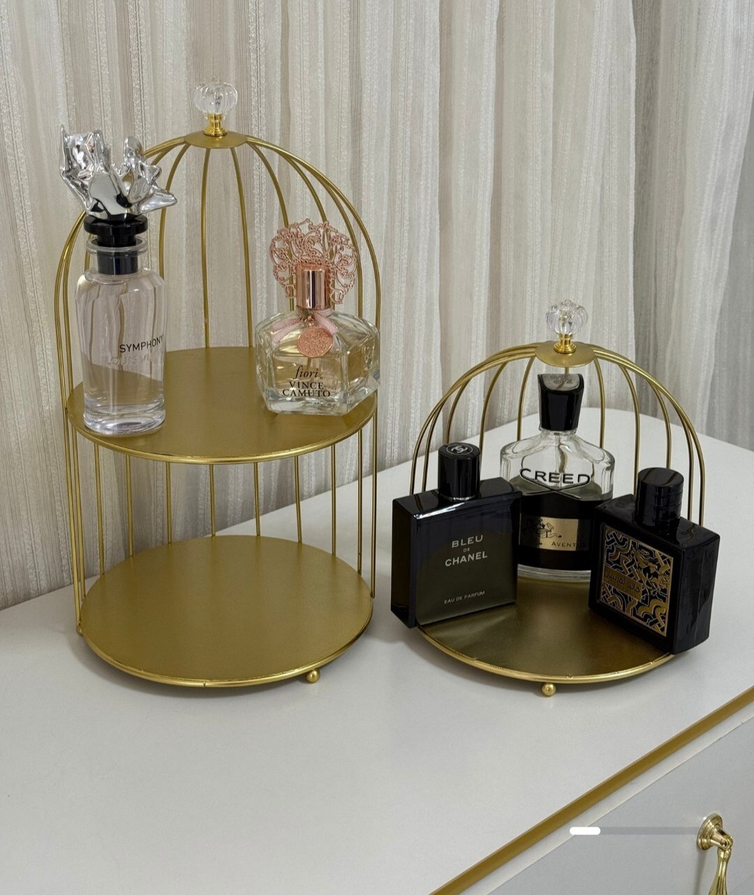 Органайзер набор 4в1 – для косметики и парфюмерии, с зеркалом, золотой цвет — фото 1