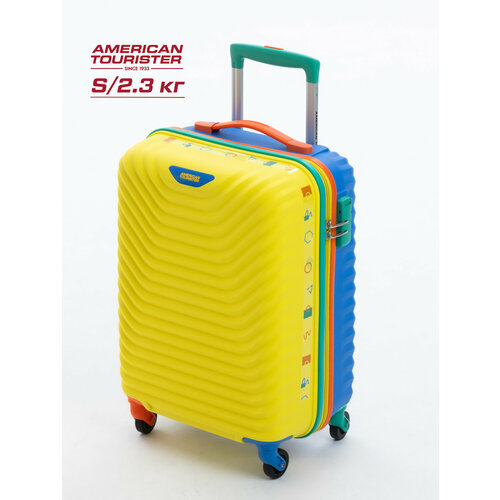 фото Чемодан american tourister, 38 л, размер s, желтый, синий