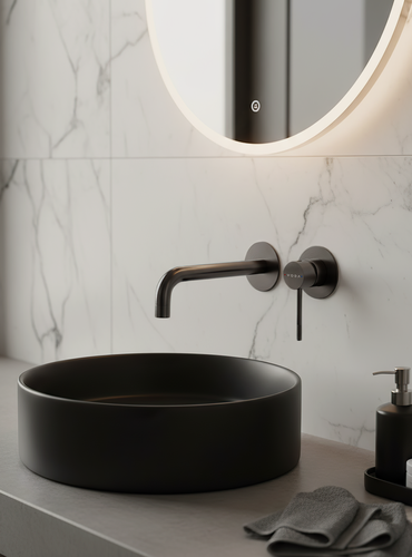 Изображение товара Смеситель скрытого монтажа для раковины / встраиваемый / оружейная сталь / гарантия 5 лет / коллекция Vessel