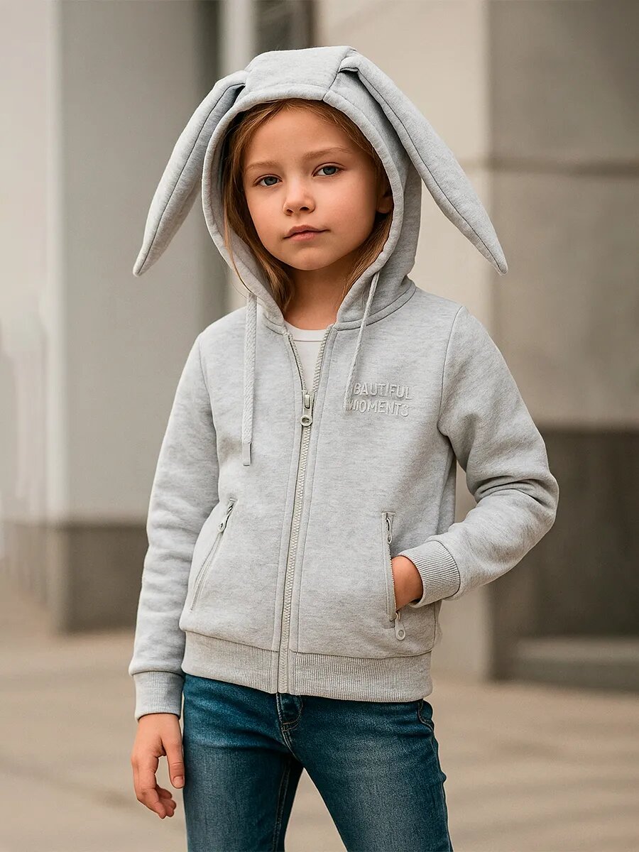 Толстовка Kari Kids размер 5-6 серый меланж