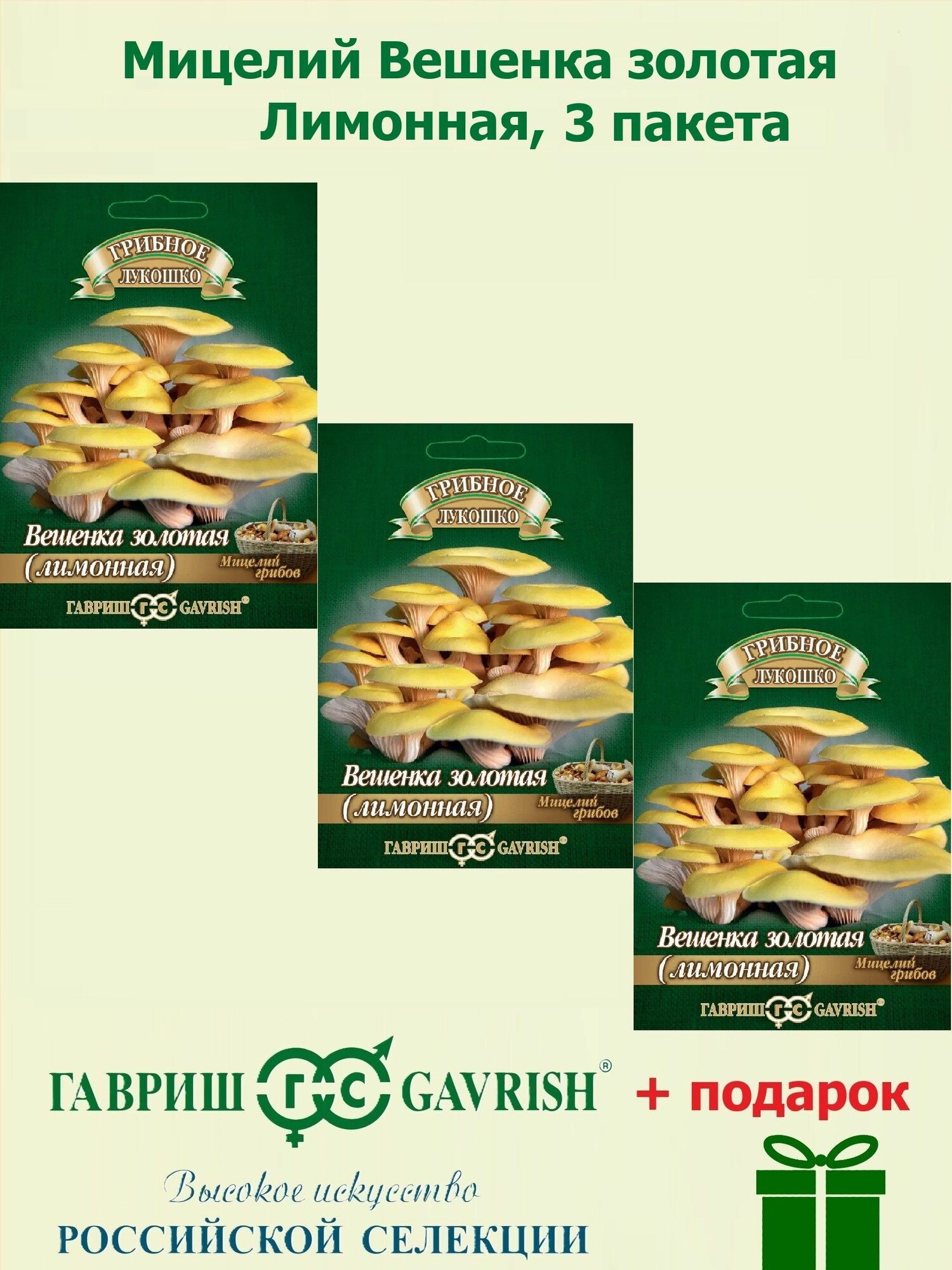 Набор Мицелий Вешенка золотая Лимонная на древесной палочке 3 пакета