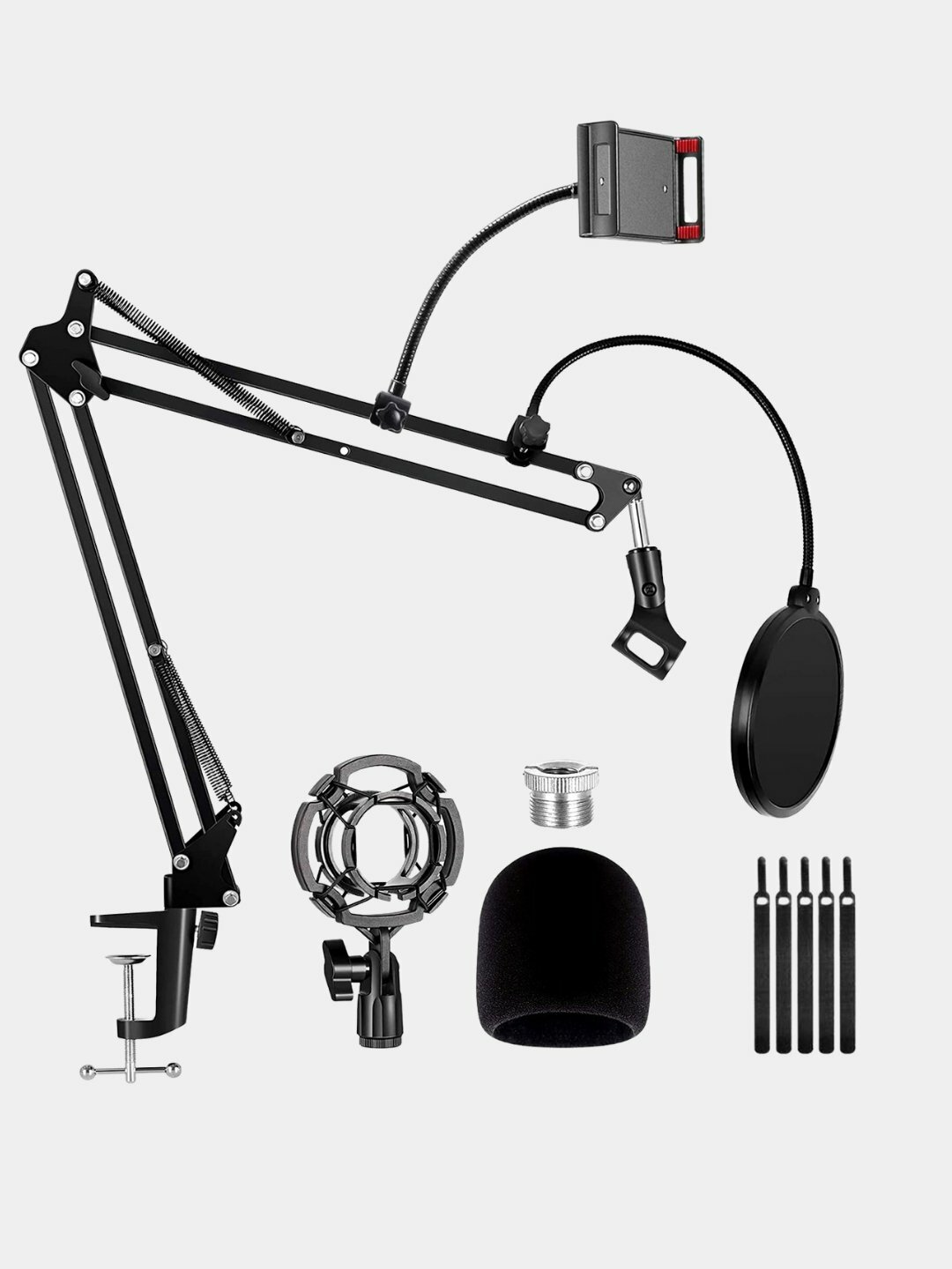 Пантограф-подставка для микрофона с поп-фильтром, универсальность и дополнительные крепления