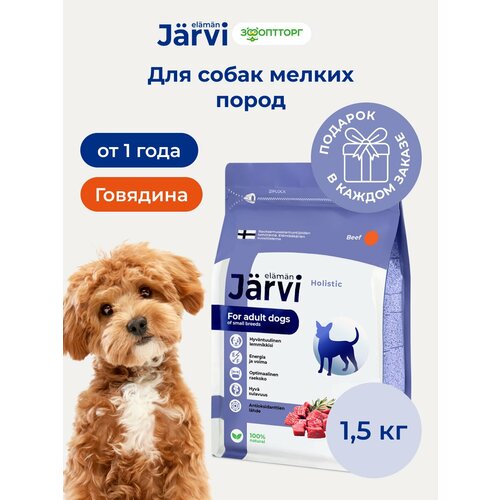 фото Jarvi сухой полнорационный корм для взрослых собак мелких пород говядина, 1,5 кг.