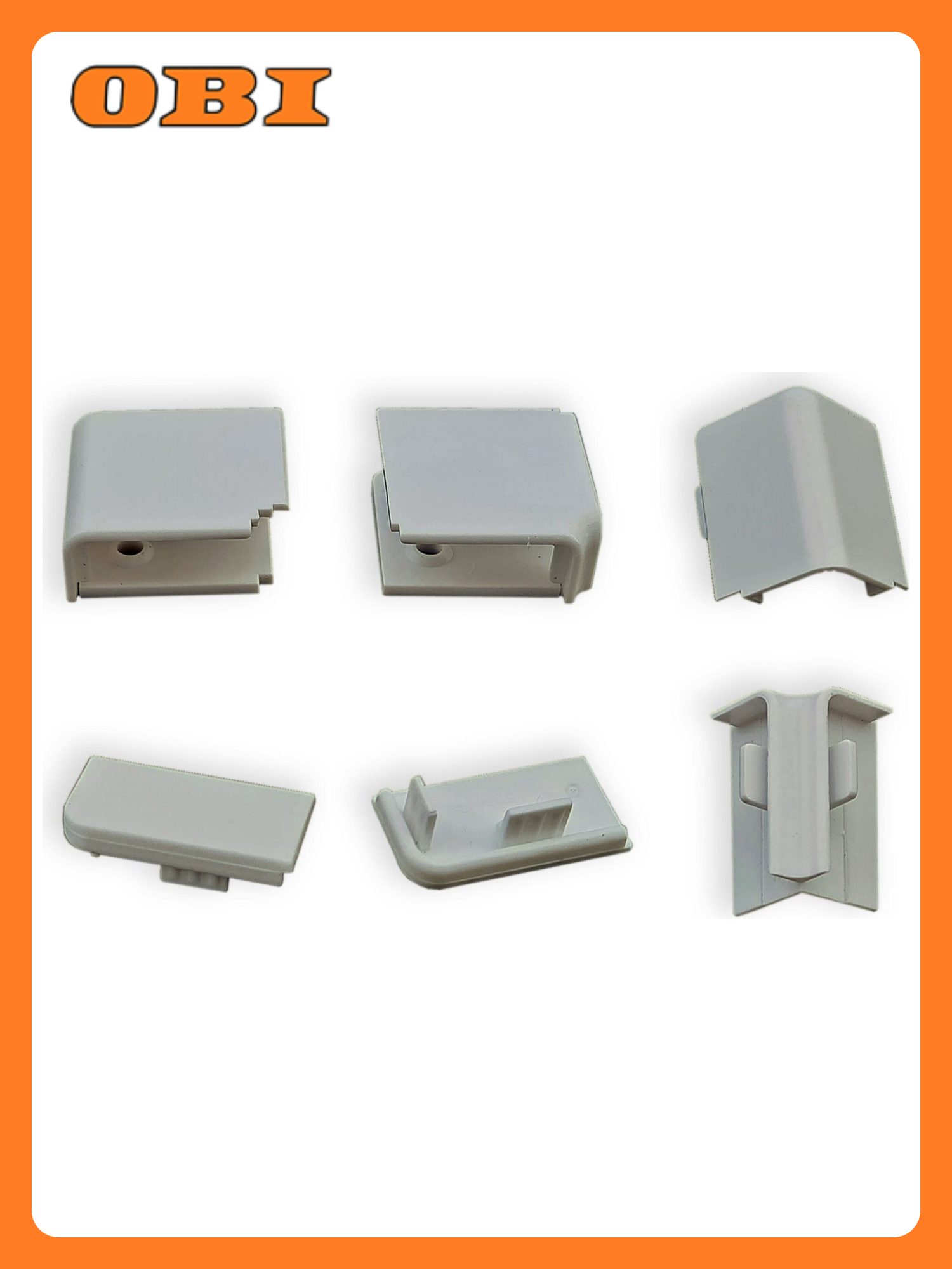 Комплект заглушек для плинтуса пластик матовый серый 6 шт