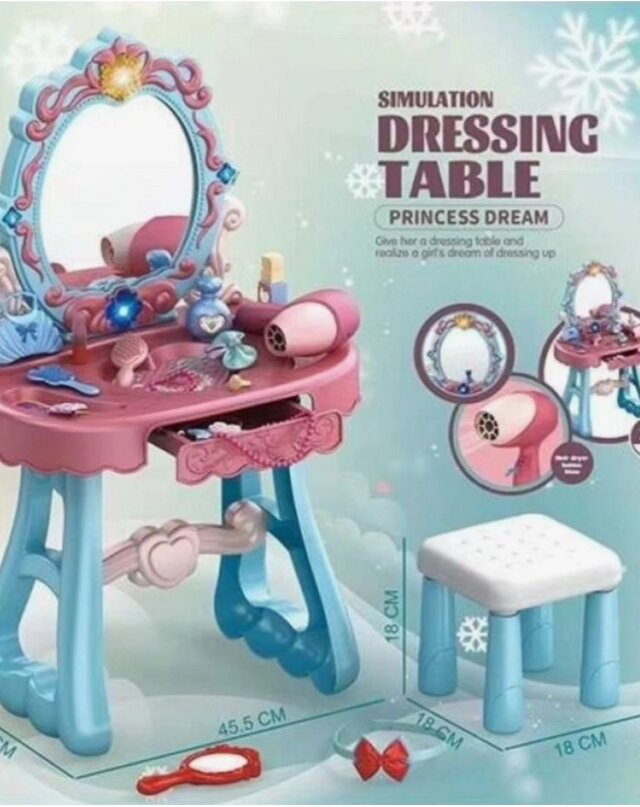 Столик для макияжа Dressing Table, трюмо, 74см, с аксессуарами и эффектами, детский — фото 1