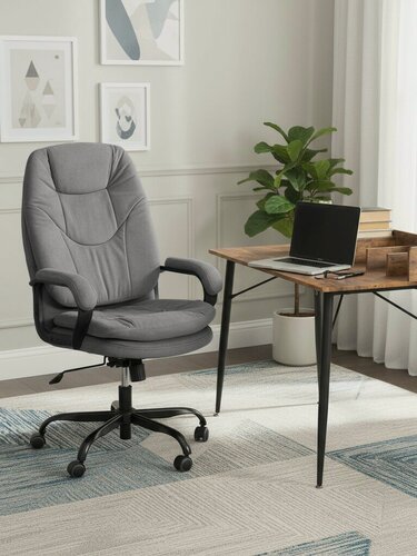 Изображение товара Кресло компьютерное офисное TetChair, на колёсиках, с подлокотниками, велюр, серый