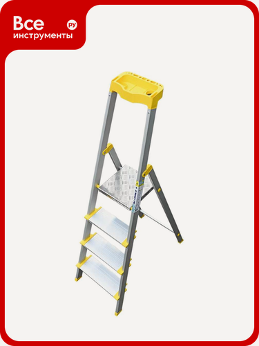 Изображение товара Стремянка алюминиевая Алюмет с анодированным покрытием, широкими ступенями и органайзером для инструментов