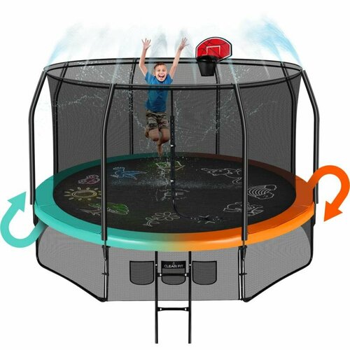 Каркасный батут Clear Fit FamilyHop 10Ft, водяной душ, защитная сеть, лестница, до 150 кг