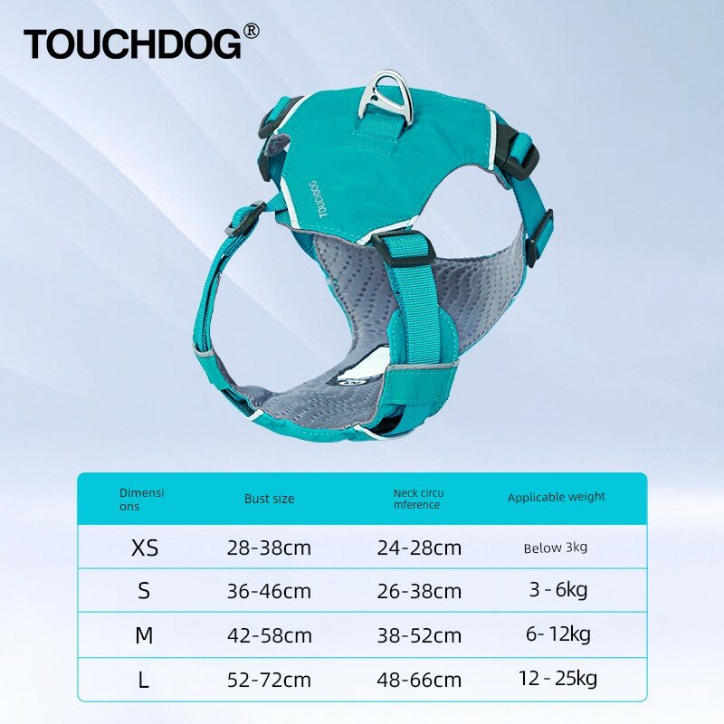 Touchdog Air Soft Собачий грудной ремень - Цвет павлина зеленый размер S, подходит для собак 3-6 кг, быстросохнущая и