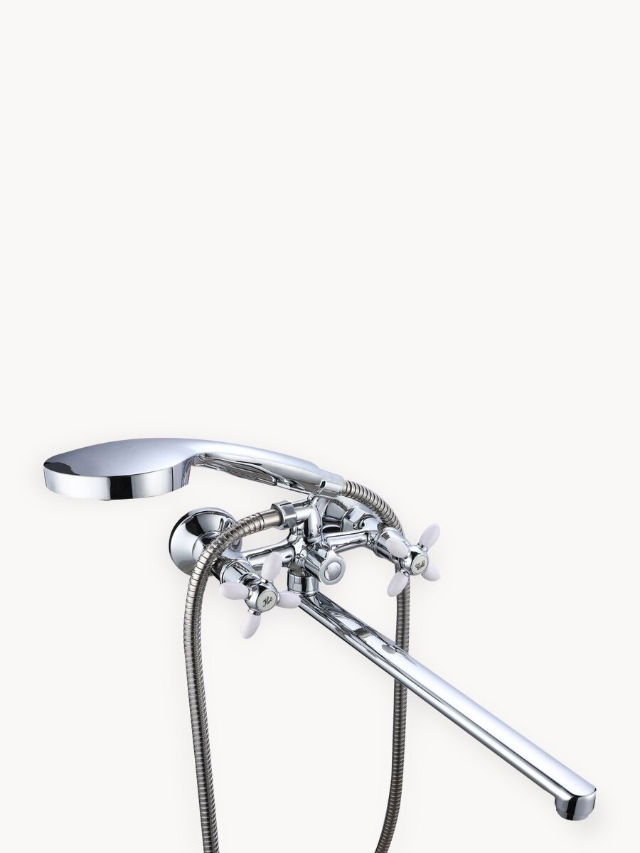 ESKO Line. Смеситель для ванны с душем двухвентильный с длинным поворотным изливом 320мм / латунный