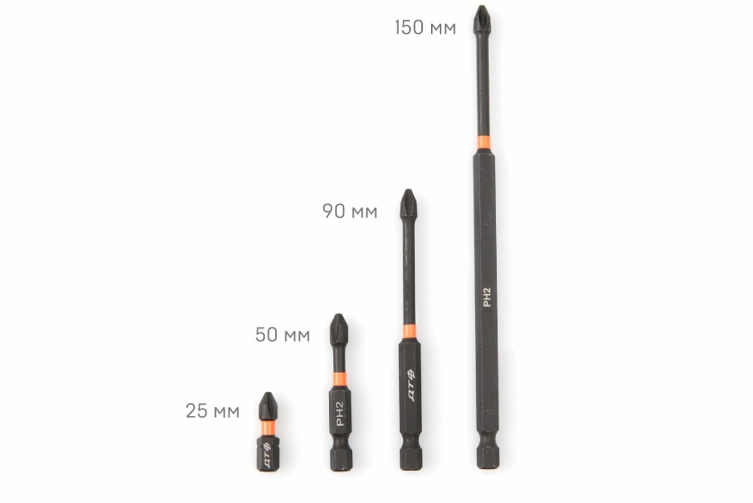 Изображение Биты ударные для шуруповёрта 1/4 PH2 х 90 мм 10 шт, Дело Техники, 793255