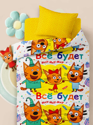 Изображение товара Детское постельное белье Василек юниор, бязь, 100% хлопок, Три кота